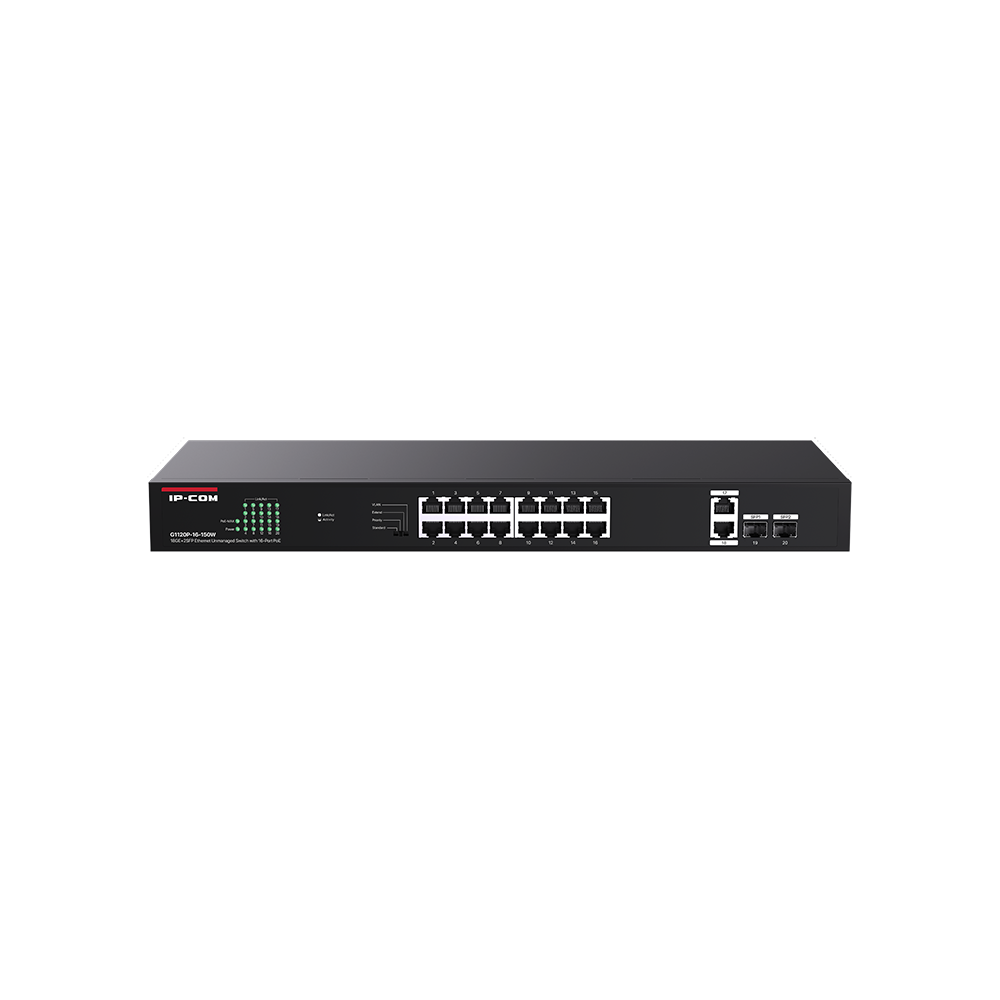 IP-Com G1120P-16-150W 16 Port Gigabit+2xgb RJ45/SFP Uplink 135W Poe Rackmount Switch