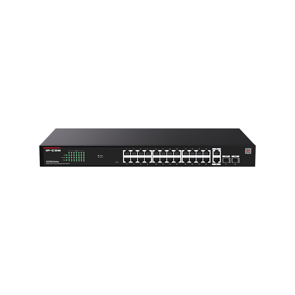 IP-Com G2228P-24-410W 24 Port Gigabit + 2XRJ45/SFP Uplink 370W Poe Cloud Rackmount Switch