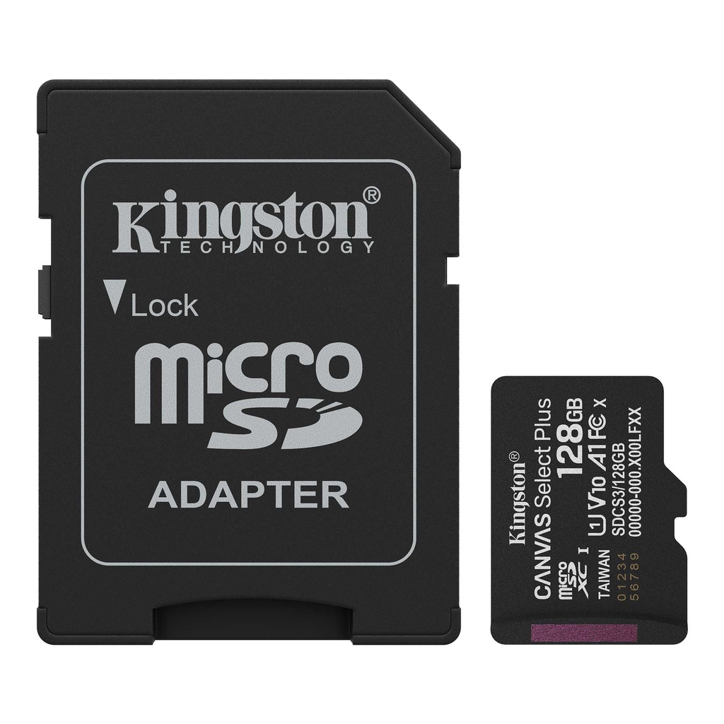 Kingston Canvas Select Plus SDCS3/128GB Class 10 UHS-I U1 A1 V10 128 GB Micro SD Card