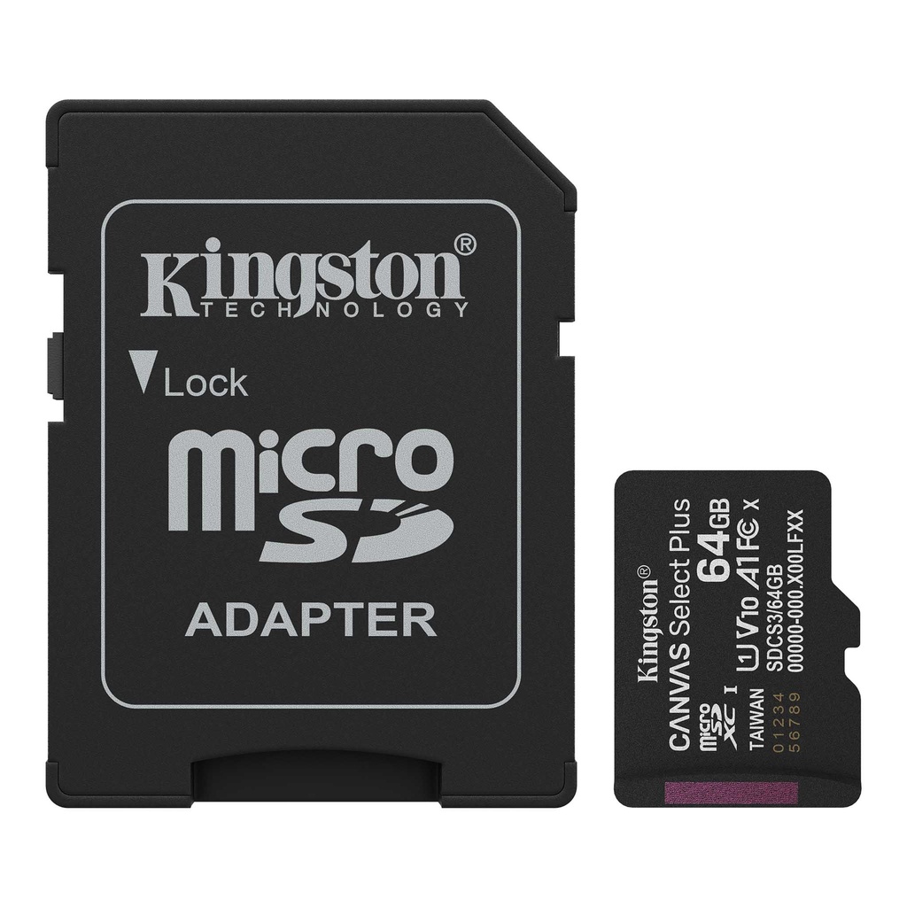 Kingston Canvas Select Plus SDCS3/64GB Class 10 UHS-I U1 A1 V10 64 GB Micro SD Kart