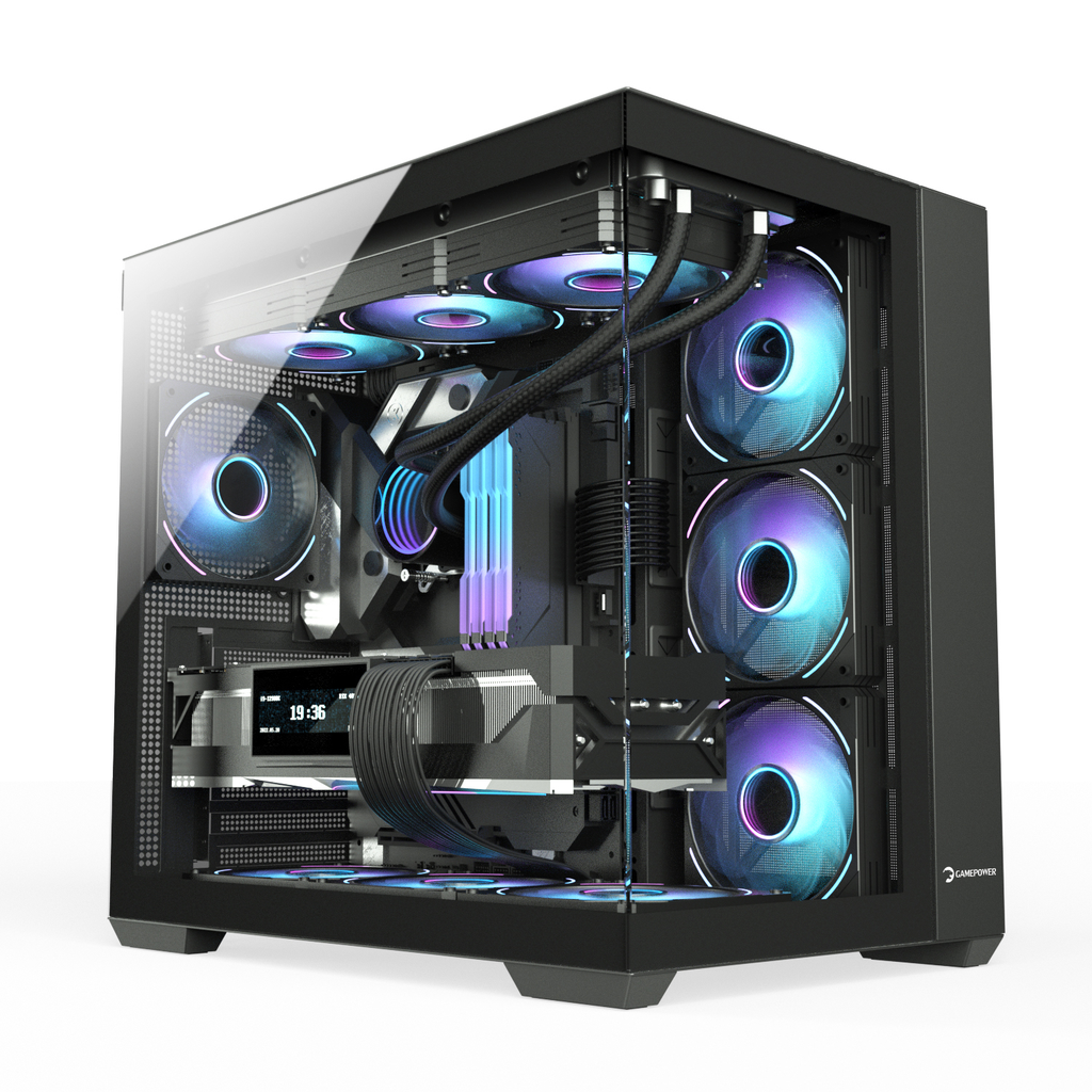 GamePower Warcry Prism 4xARGB Fan 750W 80+ Bronze Temperli Cam ATX Gaming Kasa