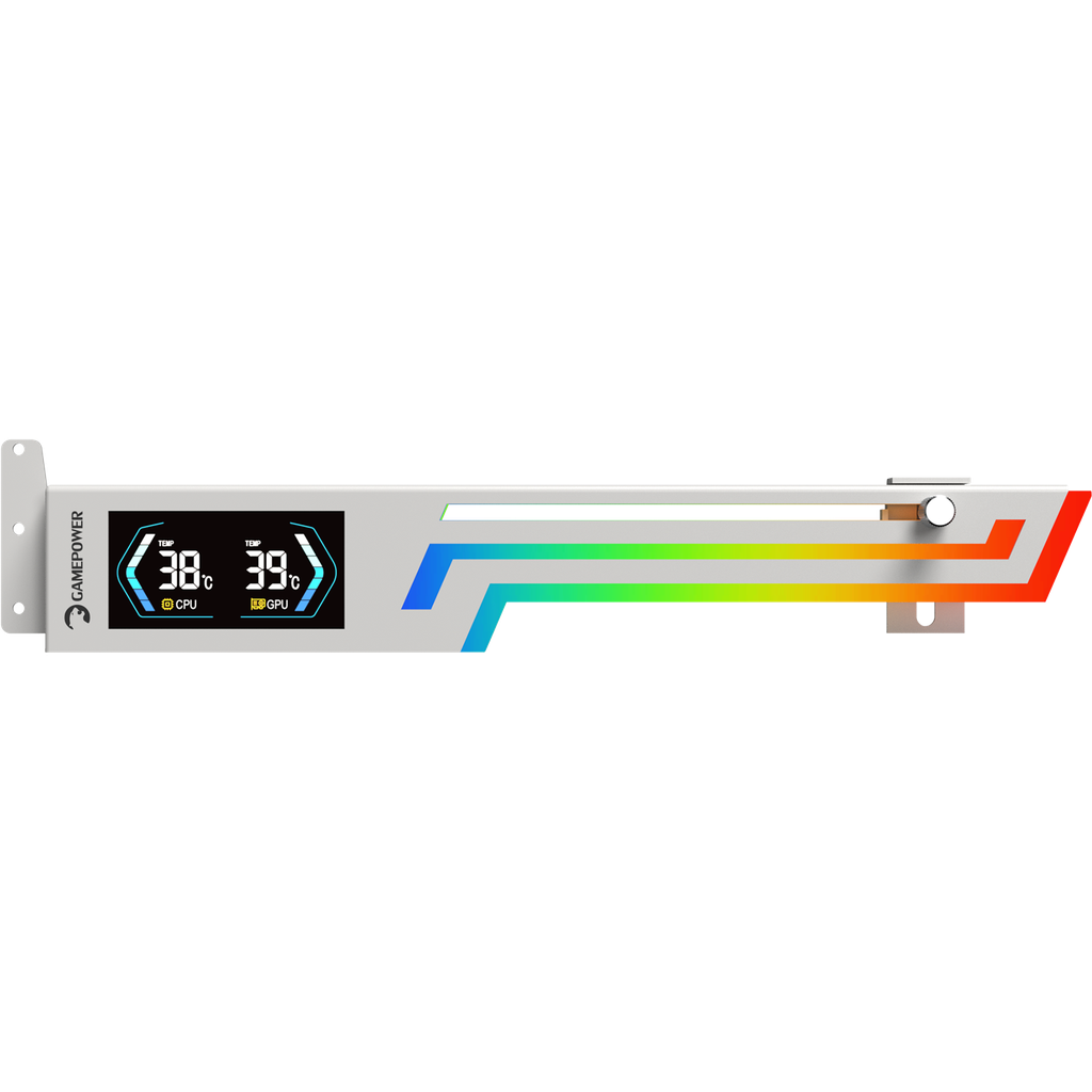 Gamepower Heatsync ARGB LCD Graphics Card Holder, White