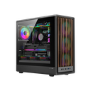 GameOn GO-TIMBERI-M Midnight Series ARGB, PWM Mid Tower Gaming Case, Black Wood