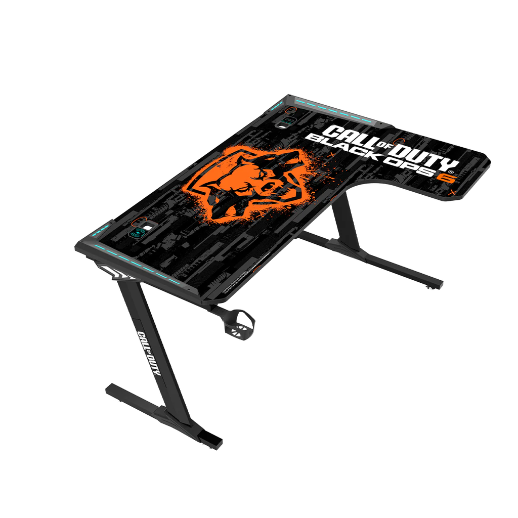 GameOn Call Of Duty Full Size Pad, Wireless Charging, USB Hub, Headphone Hanger, Cup Holder RGB Gaming Desk