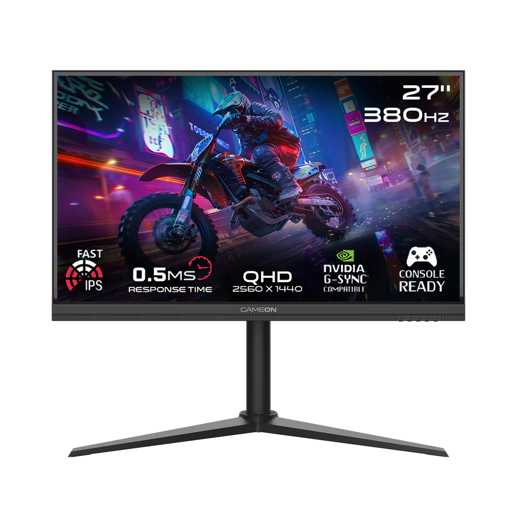 GameOn Midnight Pro 27" QHD, 380Hz, MPRT 0.5ms, HDMI 2.1, IPS Gaming Monitor with PS5 Support, Black