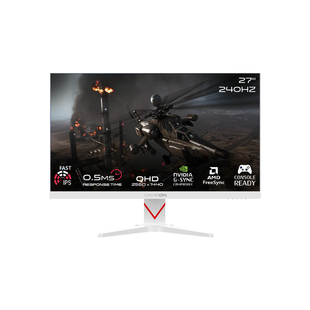 GameOn Dominator 27" QHD, 240Hz, MPRT 0.5ms, HDMI 2.1, IPS PS5 Desteği Oyuncu Monitörü, Beyaz