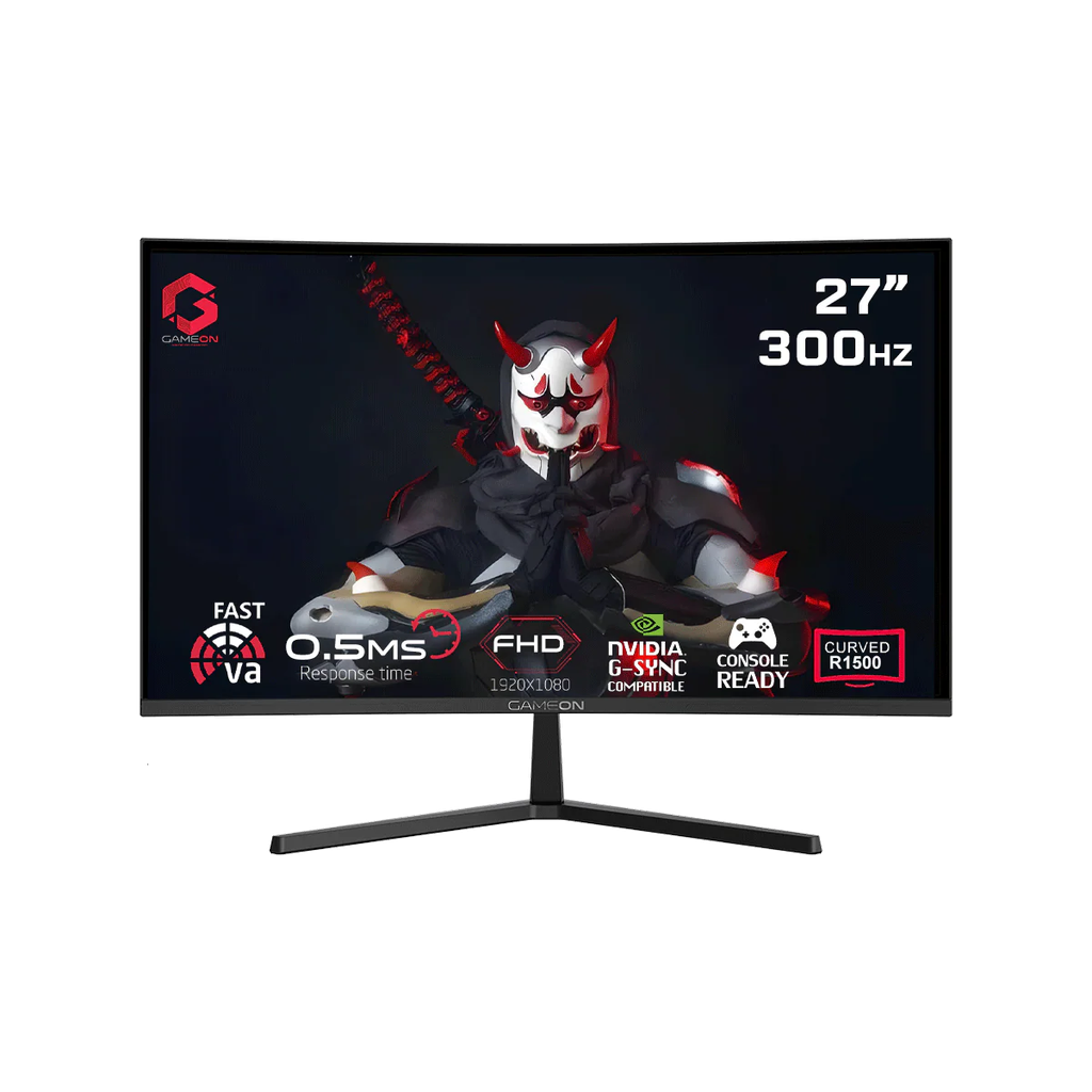 GameOn Pro 27" FHD, 300Hz, MPRT 0.5ms, VA Curved, HDMI 2.1, IPS PS5 Desteği Oyuncu Monitörü, Siyah