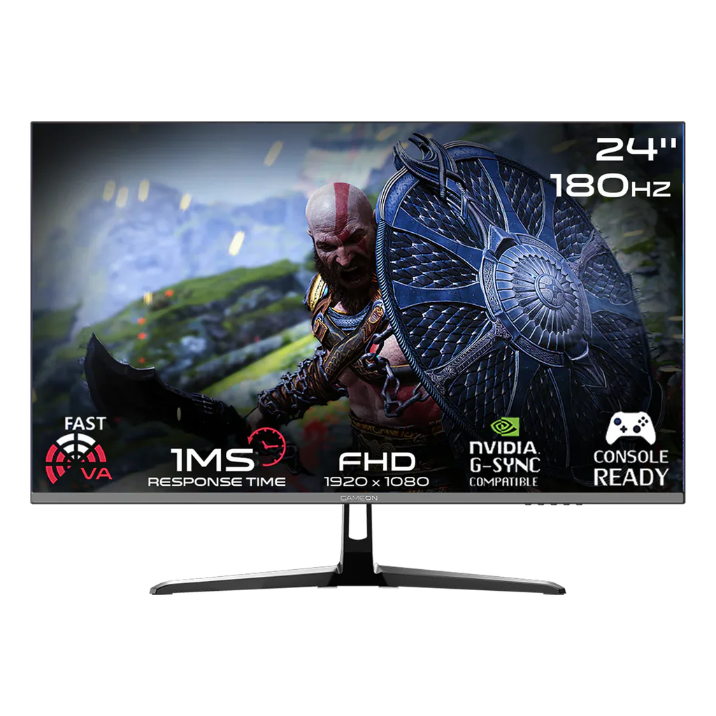 GameOn Pro 24" FHD VA Panel, 180Hz, MPRT 0.5ms, HDMI 2.1, IPS Gaming Monitor with PS5 Support, Black