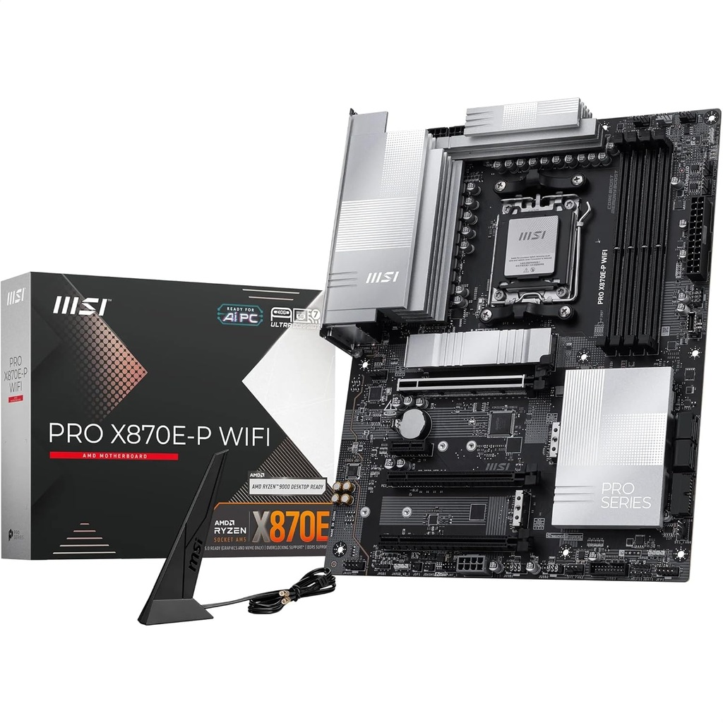 MSI Pro X870E-P Wi-Fi DDR5 AMD X870E AM5 Soket DDR5 8200+(OC)MHz ATX Gaming Anakart