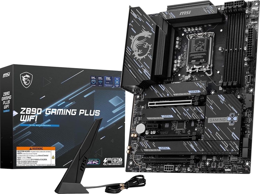 [Z890 Gaming Plus WiFi] MSI Z890 Gaming Plus Wi-Fi Intel Soket 1851 DDR5 9200MHZ (OC) WIFI 7 ATX Gaming Anakart