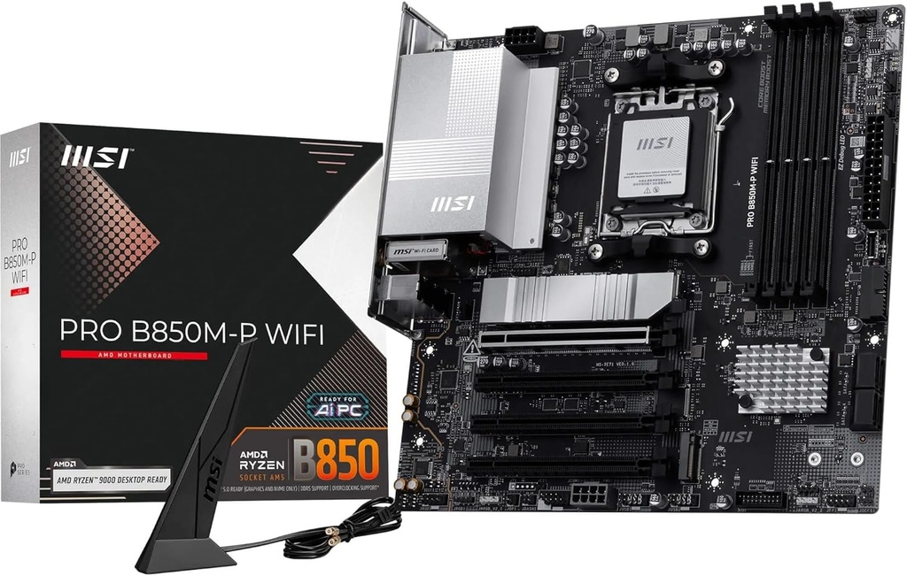 MSI Pro B850M-P Wi-Fi 7 DDR5 AMD B850 AM5 Socket DDR5 8200+(OC)MHz mATX Gaming Motherboard