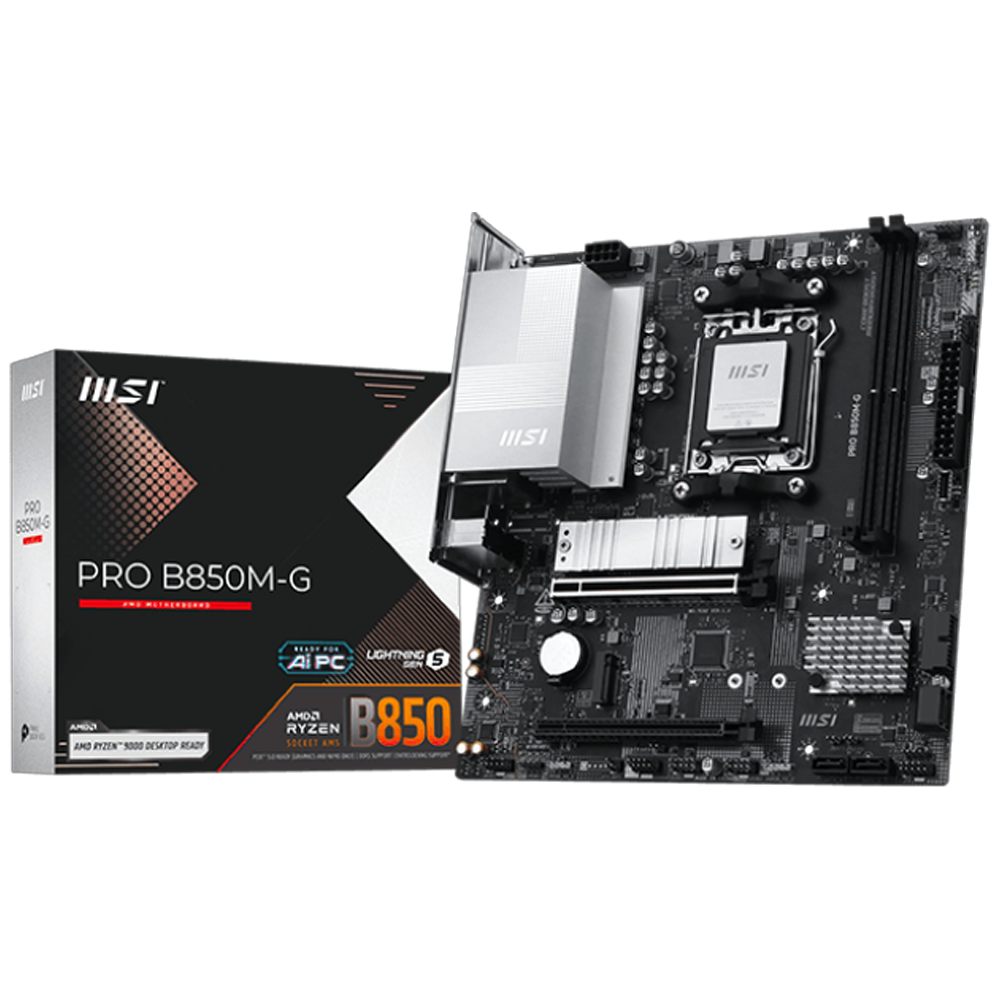 MSI Pro B850M-G AMD B850 Socket AM5 DDR5 8200MHZ(OC) M.2 Gaming Motherboard
