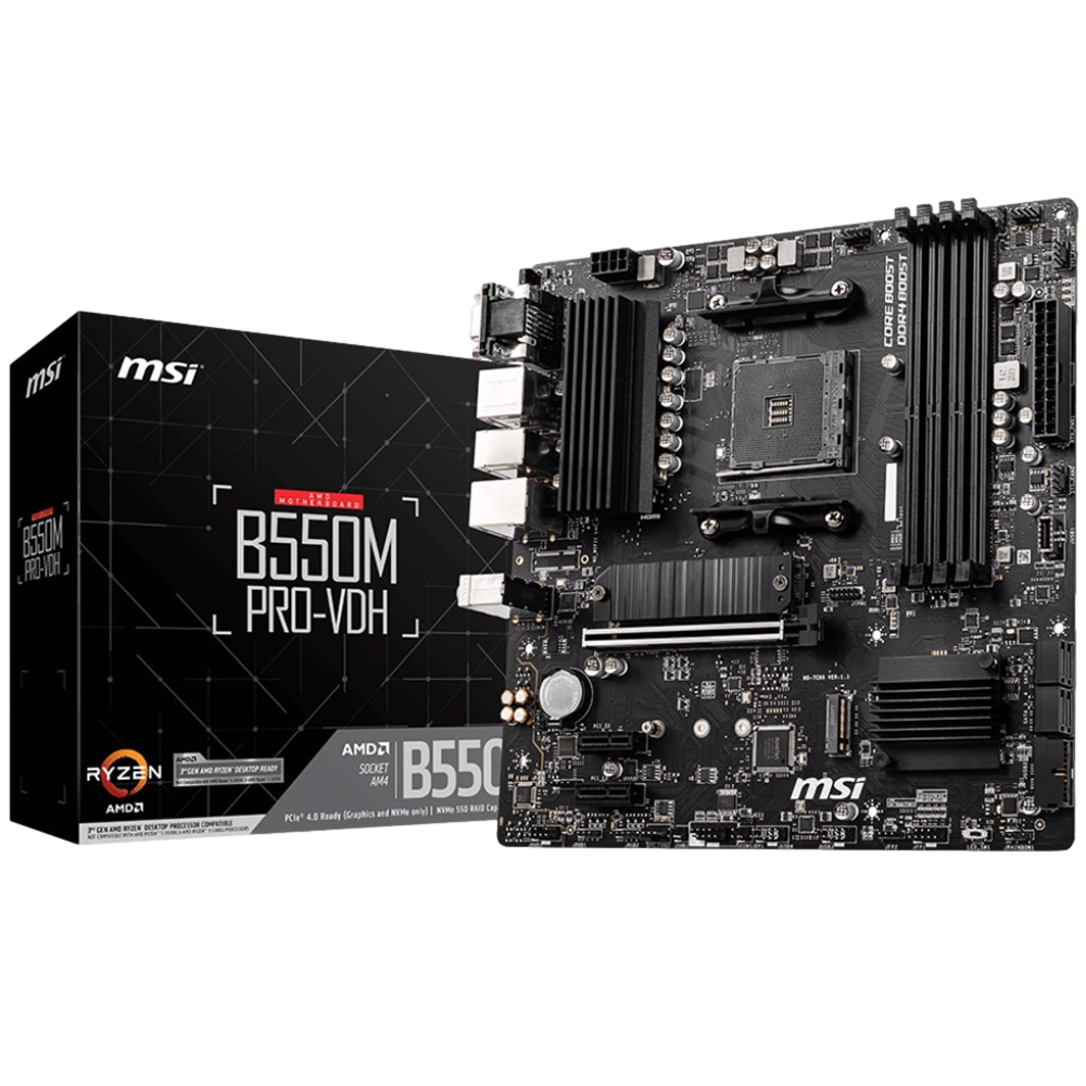 MSI B550M PRO-VDH AMD B550 Socket AM4 DDR4 4400(OC)MHz mATX Gaming Motherboard