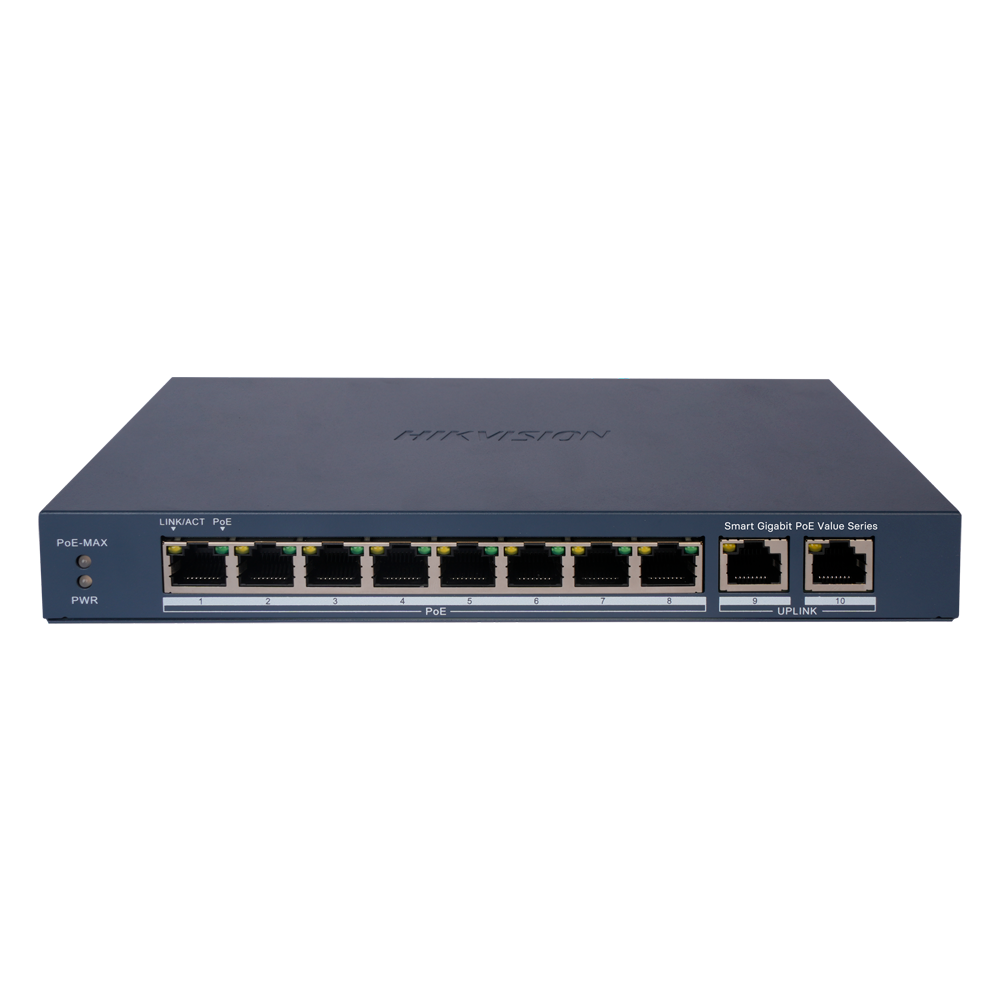 Hikvision DS-3E1510P-EI/M 8 Port 60W Full POE Gigabit 2xUplink Yönetilemez Switch