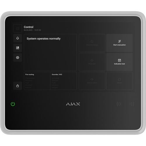 Ajax EN54 125732.WH Fire Hub Jeweller Kablosuz Yangın Kontrol ve Gösterge Cihazı, Beyaz