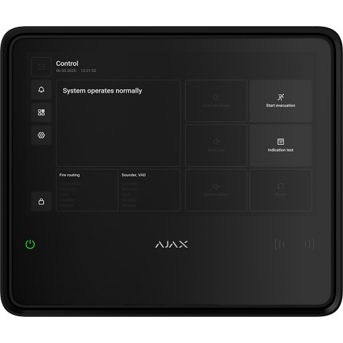 Ajax EN54 125733.BL Fire Hub Jeweller Kablosuz Yangın Kontrol ve Gösterge Cihazı, Siyah