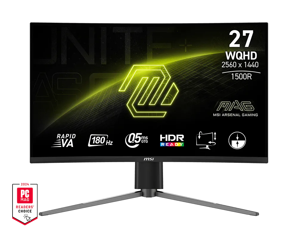 MSI MAG 27CQ6PF 27" 180Hz 0,5ms Adaptive- Sync WQHD Rapid VA Curved Gaming Monitör