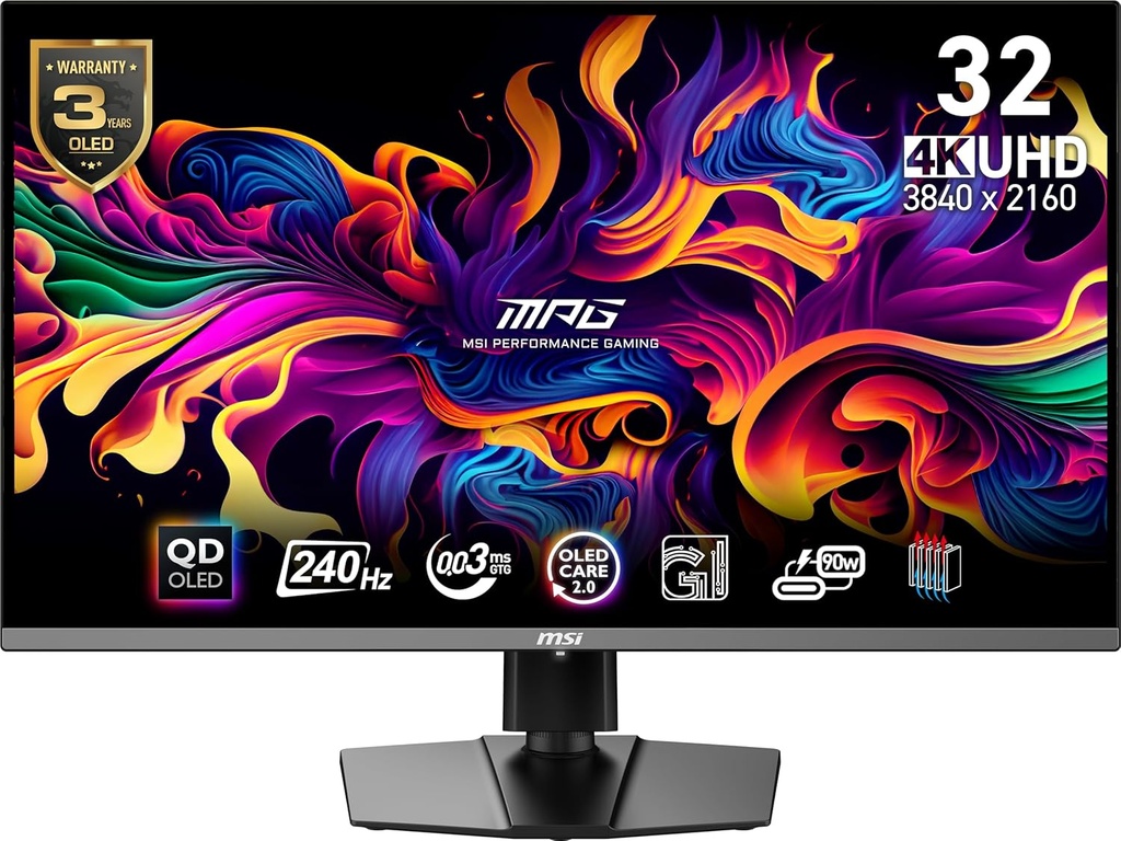 MSI MPG 321URX QD-OLED 3840x2160 31.5" 4K UHD Flat 240Hz 0.03ms G-Sync Compatible Gaming Monitor