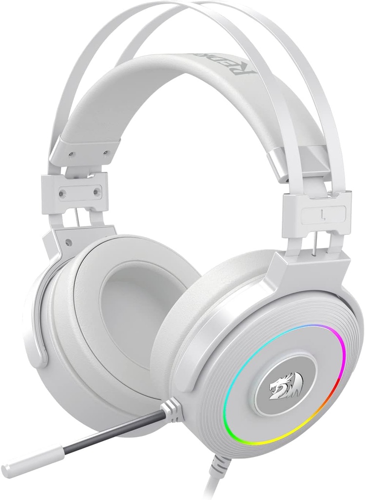 Redragon Lamia 2 H320W Powerful USB 7.1 Gaming Headset with Microphone and RGB Stand, White