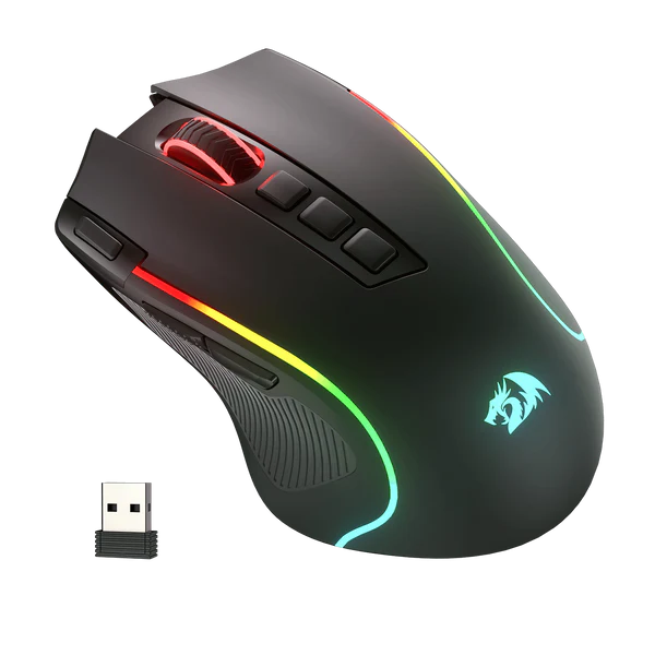 Redragon Predator M612 Pro Rechargeable Macro Optical 8000 DPI USB Wireless Gaming Mouse, Black