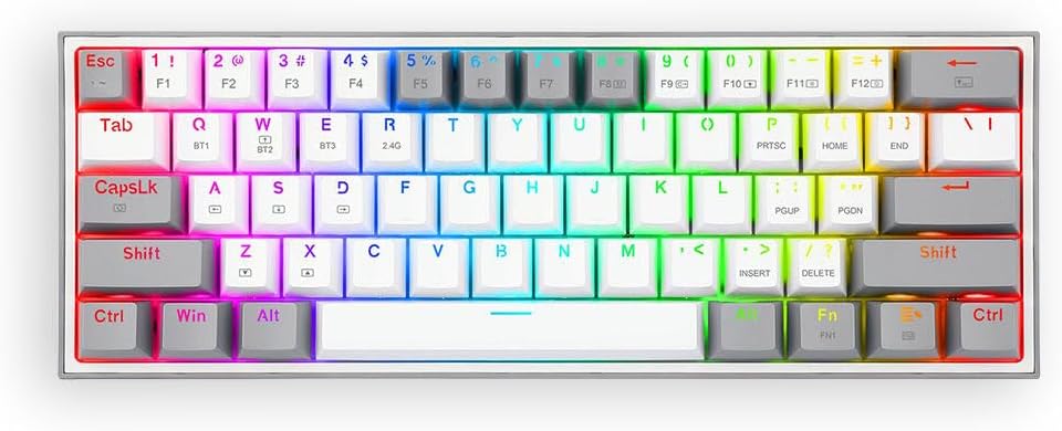 Redragon K616 Fizz Pro RGB Red Switch TR Wireless Mechanical Gaming Keyboard, Gray White