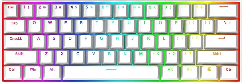 Redragon K630 Dragonborn RGB 60% TKL Blue Switch TR Wired Mechanical Gaming Keyboard, White