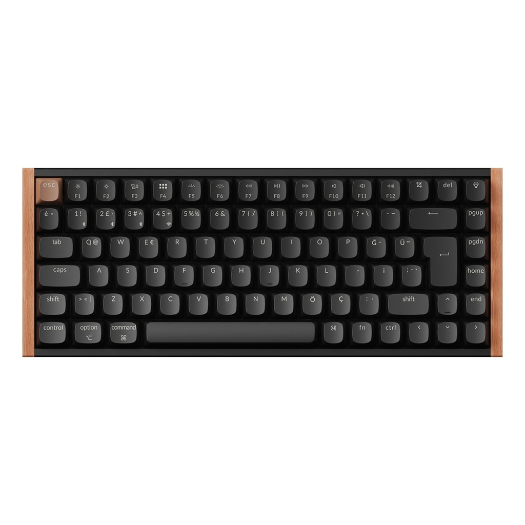 Keychron K2 HE K2H-F1-TR Special Edition RGB TR Magnetic Switch Wireless Wooden Edge Keyboard, Black