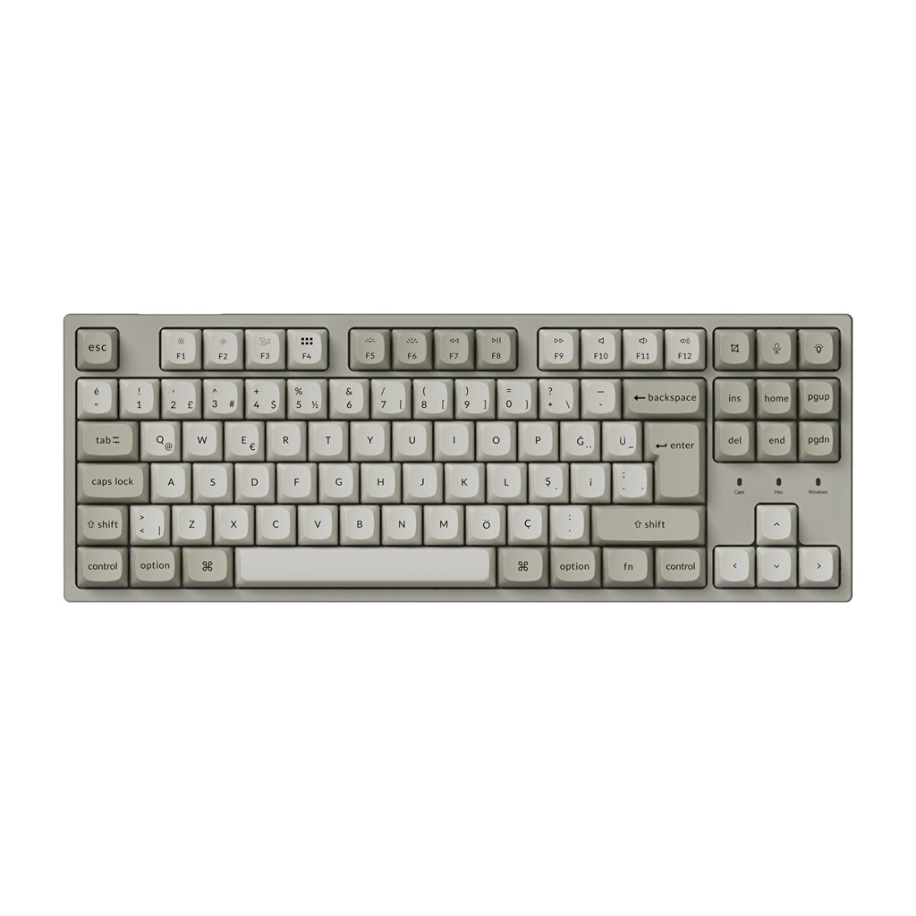 Keychron C1PX-M1-TR C1 Pro 8K QMK Kablolu TR Özel Kırmızı Switch Mekanik Klavye, Beyaz