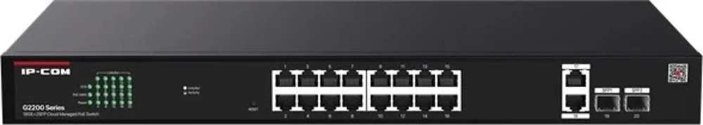 IP-Com G2220P-16-250W 16 Port Gigabit + 2XRJ45/SFP Uplink 250W Poe Cloud Managed Switch
