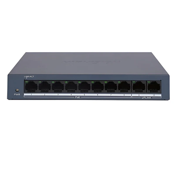 Hikvision DS-3E0110MP-E/M 8 Port Fast Ethernet Unmanaged PoE Switch, 2 Uplink Ports, 60W PoE Power