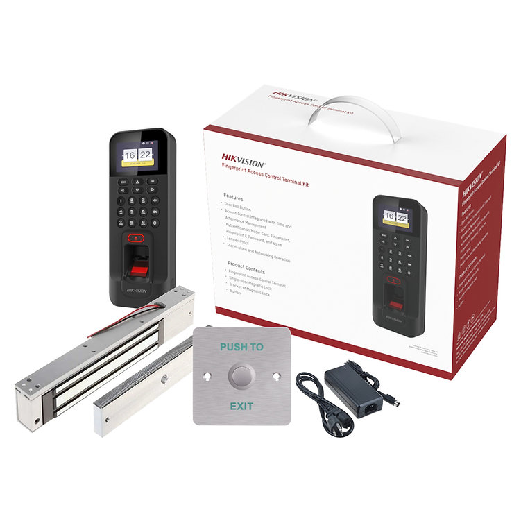 Hikvision DS-KAS261 Fingerprint Access Control Kit Includes Magnetic Lock and Exit Button