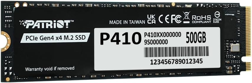 [P410P500GM28H] Patriot P410P500GM28H P410 500GB PCIe Gen4 x4 NVMe M.2 SSD 5000MB/s Okuma 2300MB/s Yazma