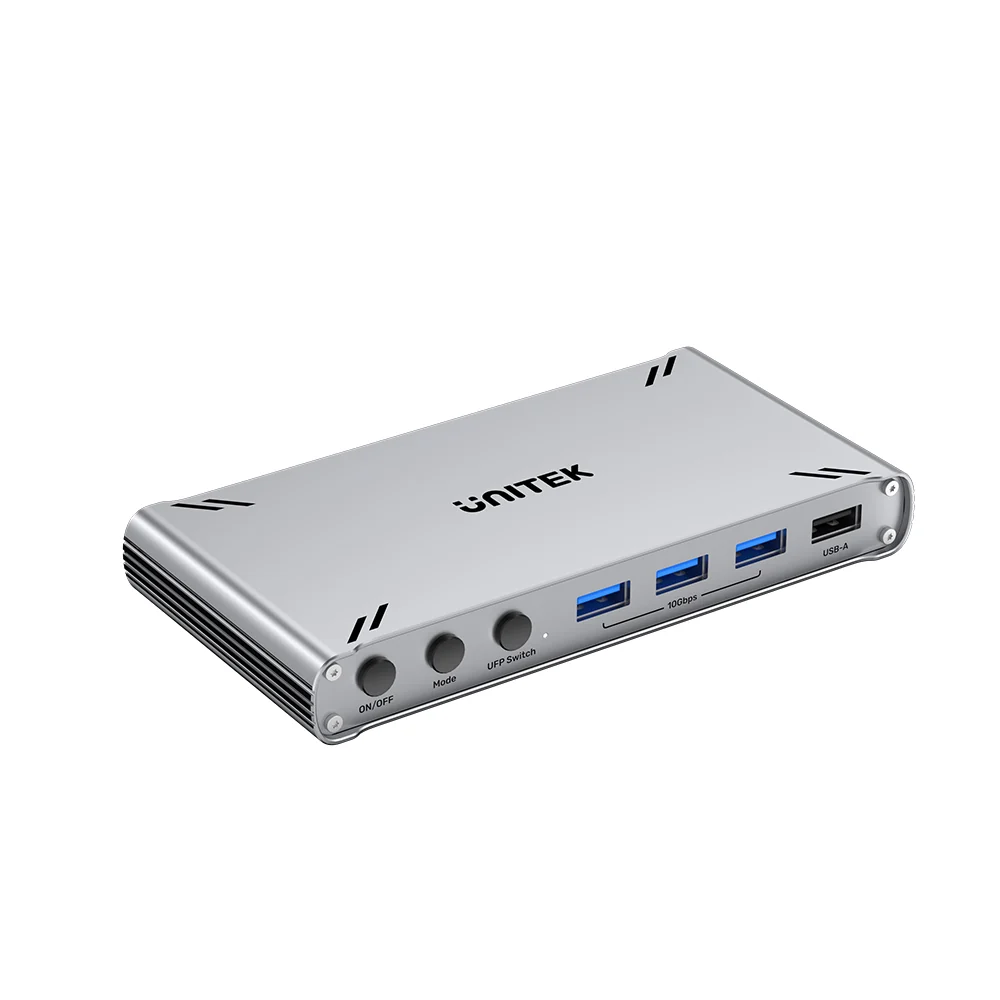 Unitek D1118AGY01-EU USB-C 10Gbps HDMI KVM Switch 2 Port 4K 30Hz 5x USB-A Split-Screen