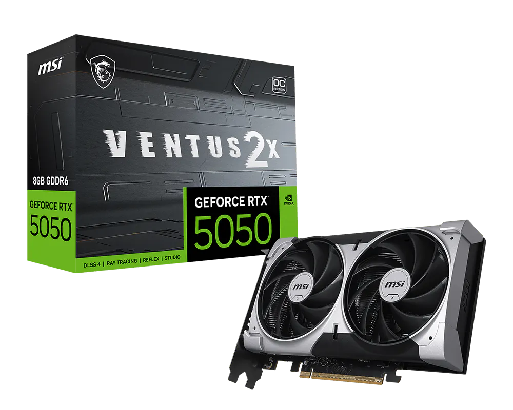 MSI G5050-8V2C GeForce RTX 5050 8GB GDDR6 VENTUS 2X OC 128Bit DLSS 4 Graphics Card