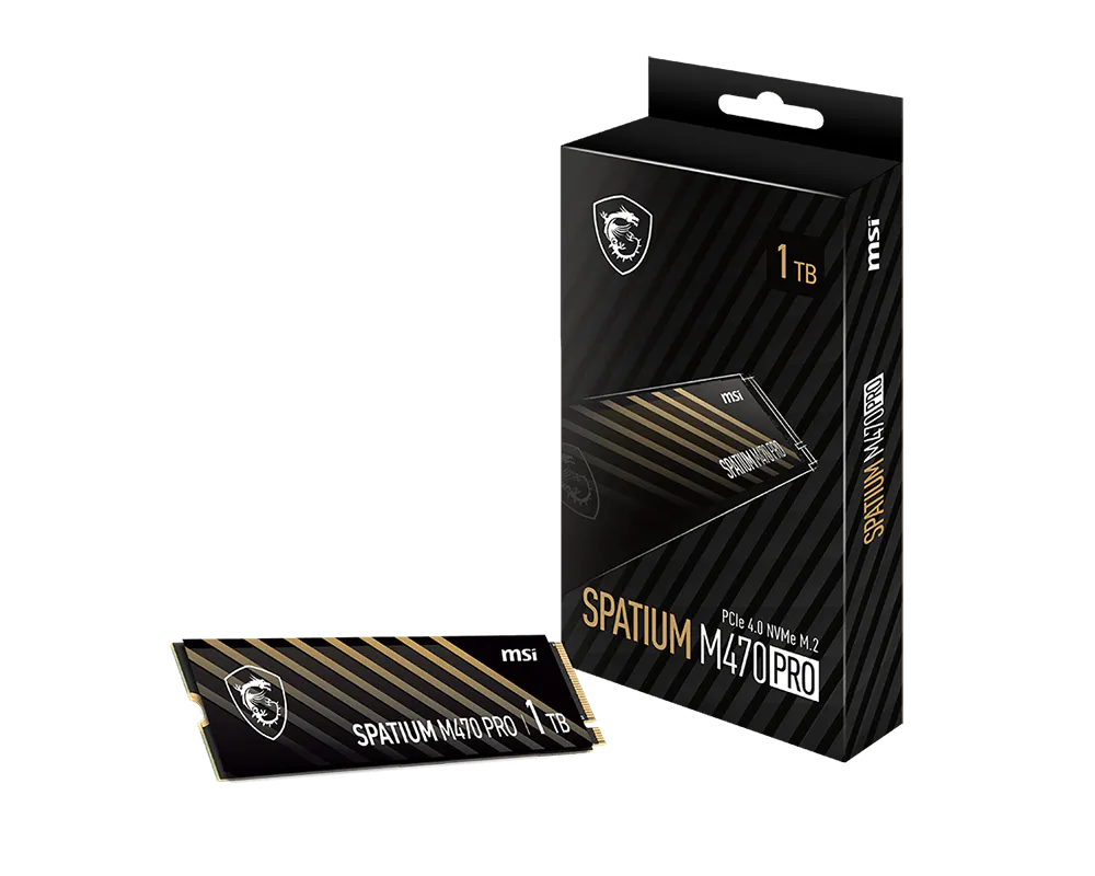 MSI Spatium M470 PRO 1TB PCIe 4.0 NVMe M.2 SSD 6000MB/s Read 5000MB/s Write 3D NAND