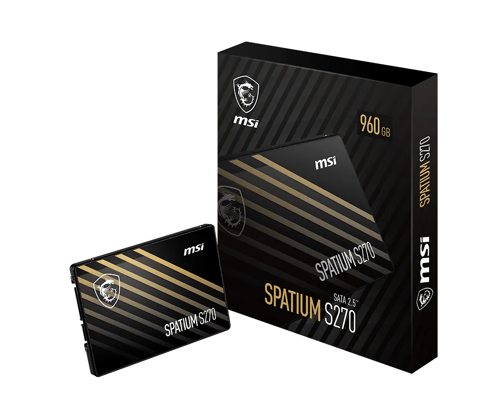 MSI Spatium S270 960GB Sata 2.5" SSD 500MB/s Read 450MB/s Write 3D NAND Sata III