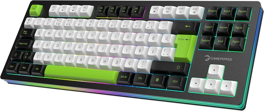 GamePower Nama RGB Mekanik Kablosuz Hot Swap Gaming Klavye Türkçe Q Düzenli RGB Aydınlatmalı