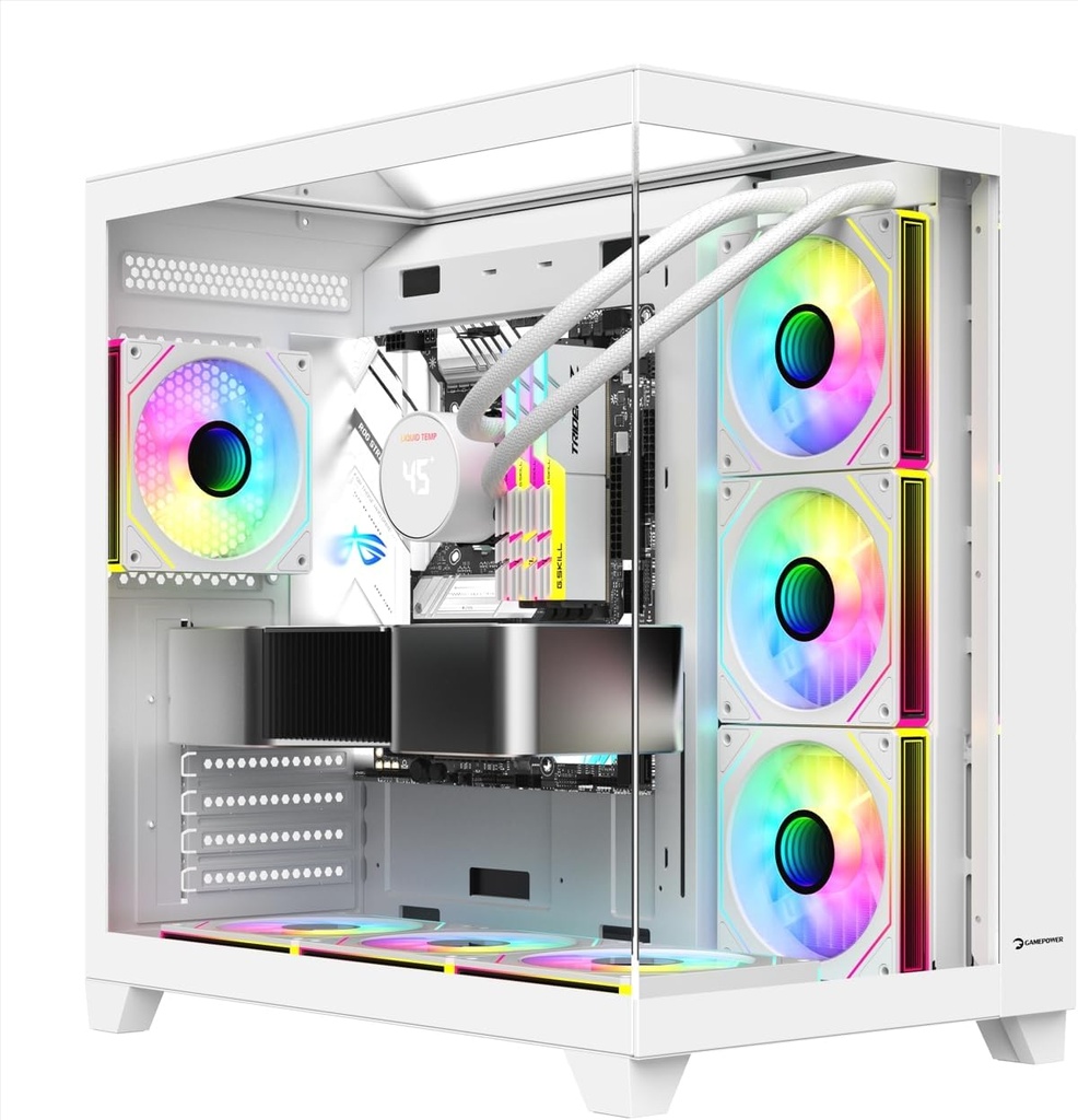 GamePower Warcry TopGlass 650W 4xARGB Tempered Glass ATX Gaming PC Case, White