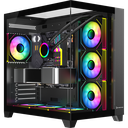 GamePower Warcry TopGlass 750W 4xARGB Tempered Glass ATX Gaming Case, Black
