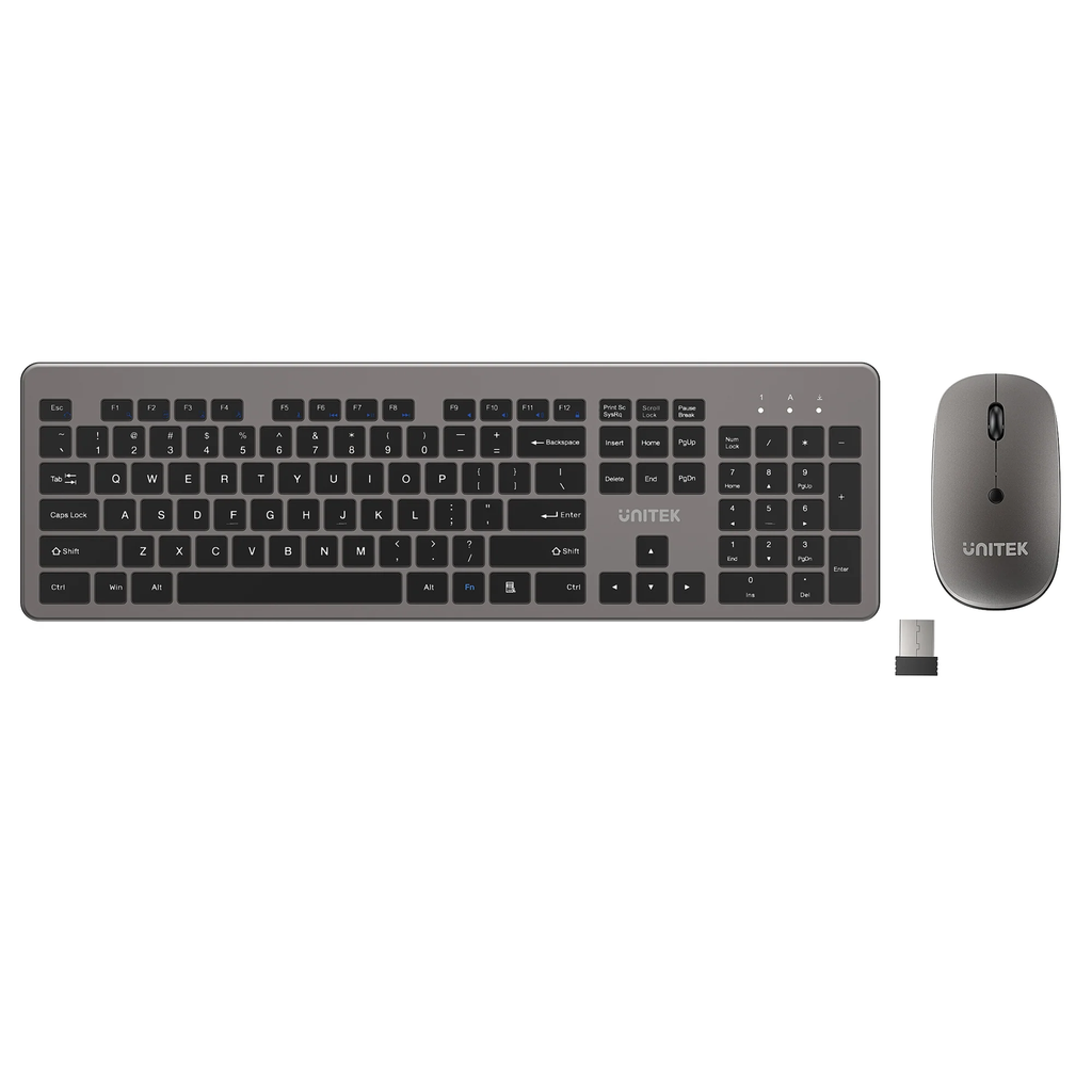 Unitek T054AGY01-US SlimDuo Wireless Keyboard and Mouse Set 2.4GHz USB 1600 DPI 10m Range