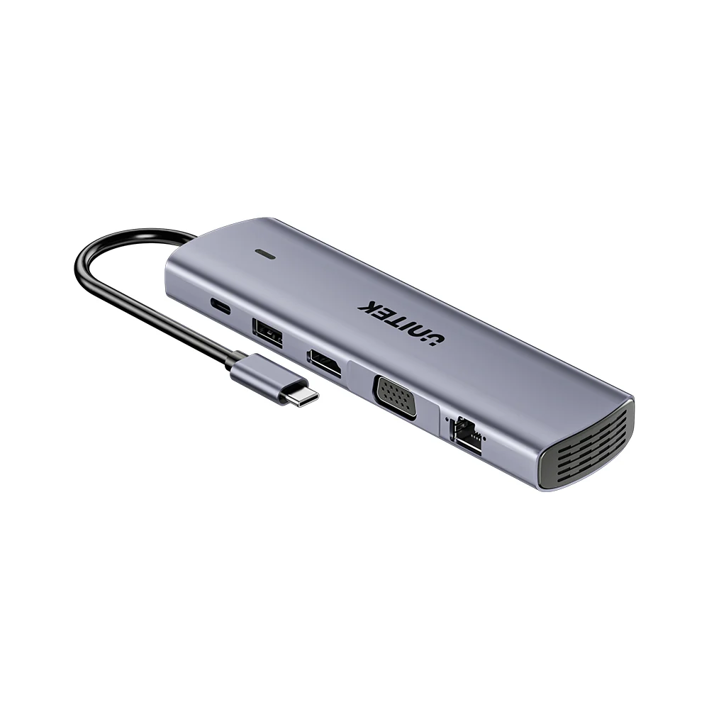 Unitek D1113BGY01 uHUB U11+ 11-in-1 USB-C Hub Dual Display 4K HDMI 100W PD Gigabit Ethernet SD/TF 5Gbps USB