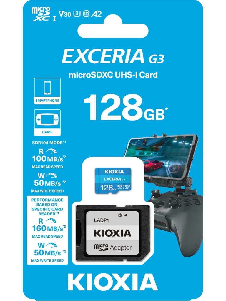 Kioxia Exceria G3 LMEX3L128GG2 Class 10 UHS-I U3 A2 V30 128 GB Micro SD Kart