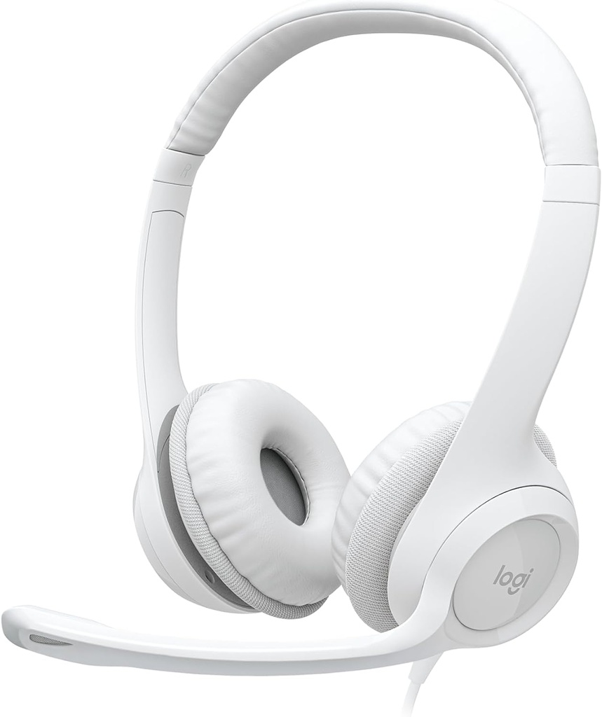 Logitech H390 981-001286 Over-Ear Headphones with Microphone, White