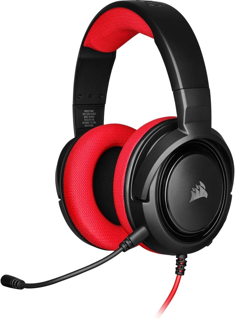 Corsair HS35 Wired Over-Ear Microphone Red Gaming Headset