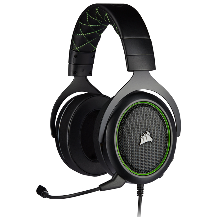 Corsair HS50 Pro Green Wired Over-Ear Microphone Gaming Headset