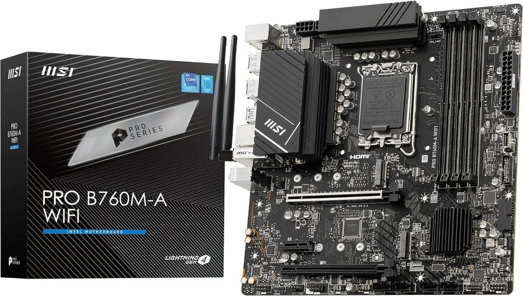 Msi Pro B760M-A Wi-Fi Intel LGA1700 DDR5 Micro ATX Motherboard