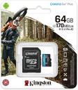 Kingston Canvas Go Plus SDCG3/64GB Class10 UHS-I U3 A2 V30 64 GB Micro SD Card