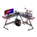 GameOn Slayer I Serisi, Ayarlanabilir Ayak Pedleri ile 129x129x74 CM L Şeklinde Oyuncu Masası, Siyah