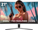 GamePower Vivid V60 27" Curved RGB 240Hz 0.5ms FHD 1500R Curved 2x2W Speaker VA Oyuncu Monitörü, Siyah